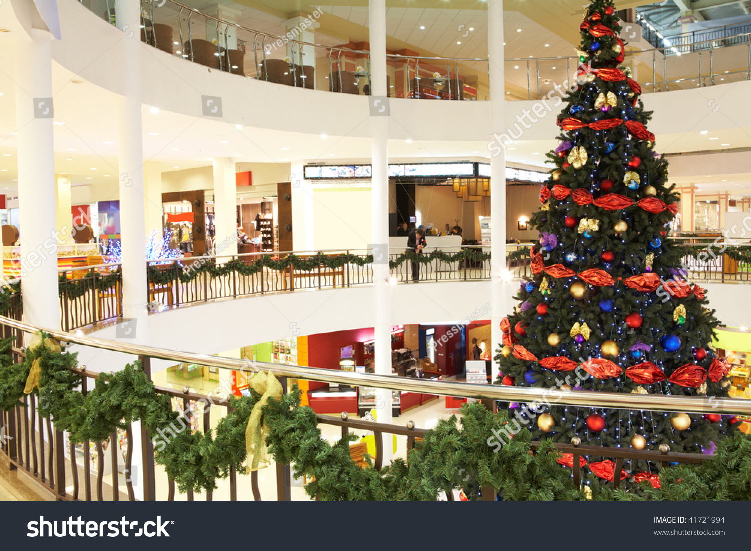 Image Big Decorated Christmas Tree Mall Stock Photo 41721994 - Shutterstock