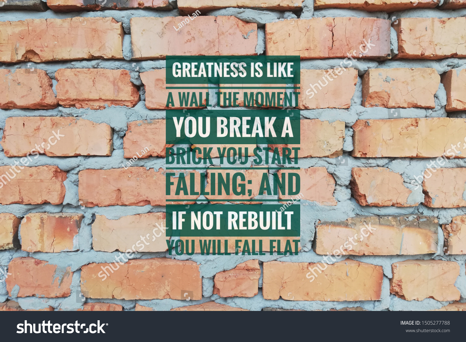 Image Brick Wall Inspirational Quote Greatness Stock Photo Edit Now 1505277788