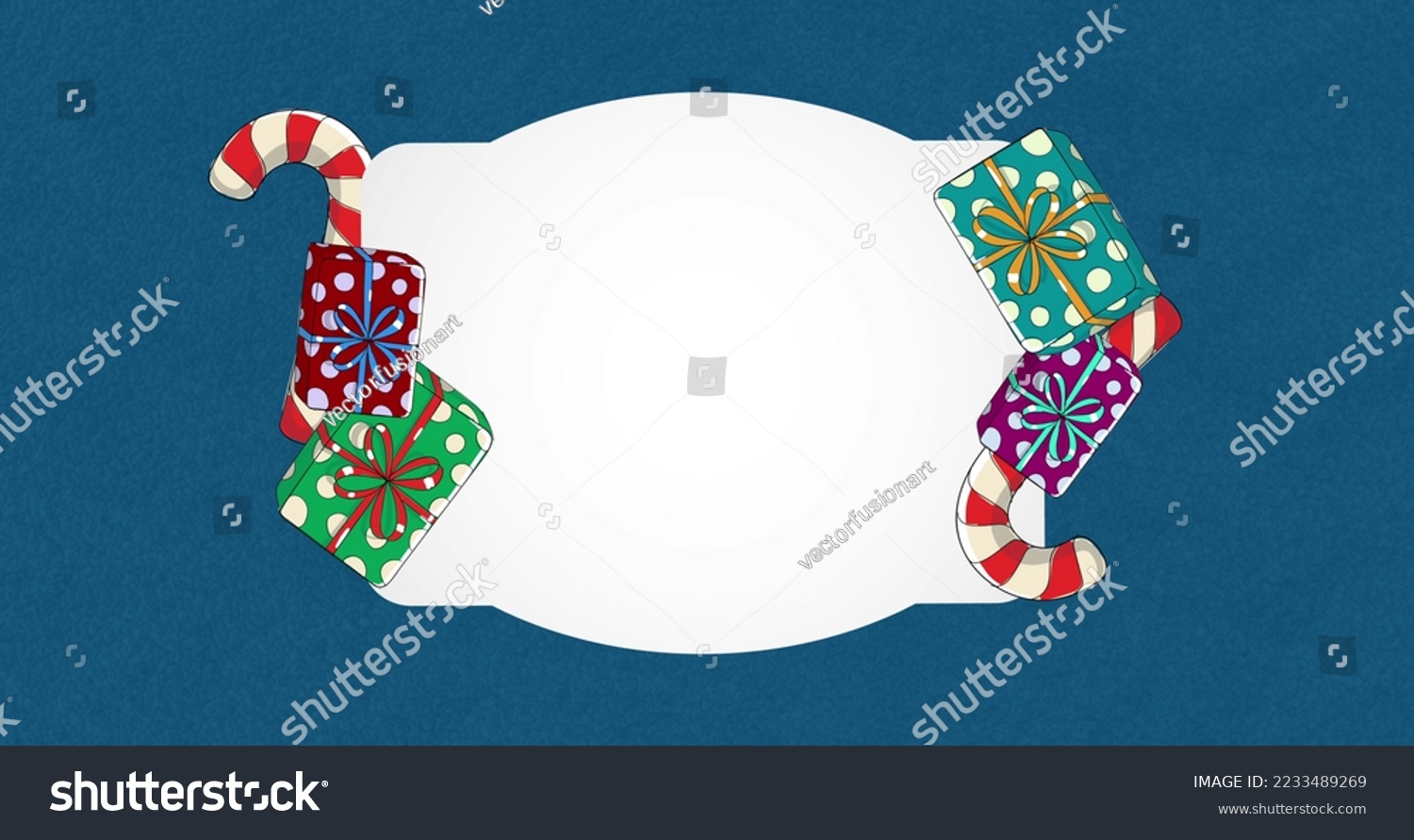  White Dual Curve Template Design Featuring Image of Candy Canes