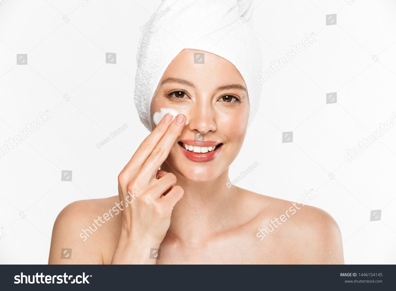 Image Caucasian Halfnaked Woman Wrapped Towel Stock Photo Edit Now