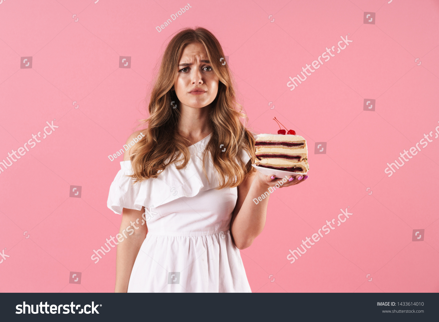 Image Caucasian Sad Woman Wearing White Stock Photo (Edit Now) 1433614010