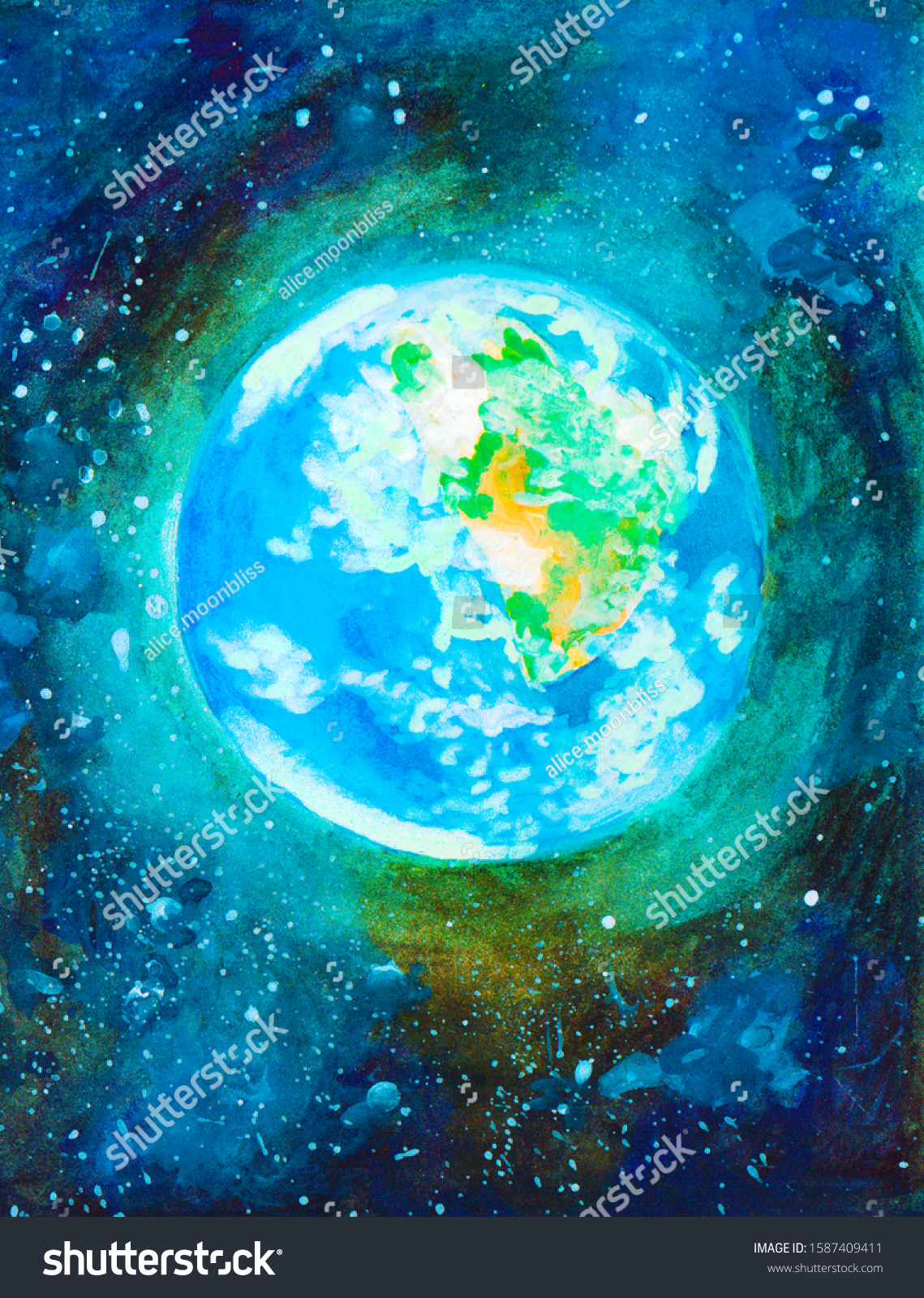 Image Planet Earth Space Jpeg Watercolor Stock Illustration