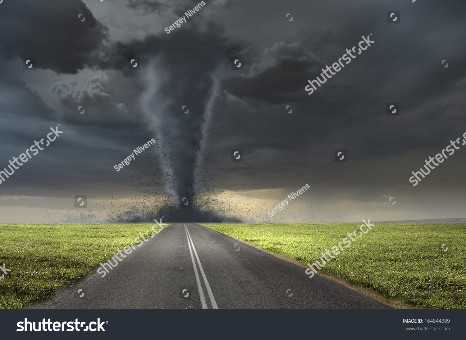 Image Powerful Huge Tornado Twisting On Stock Photo (Edit Now