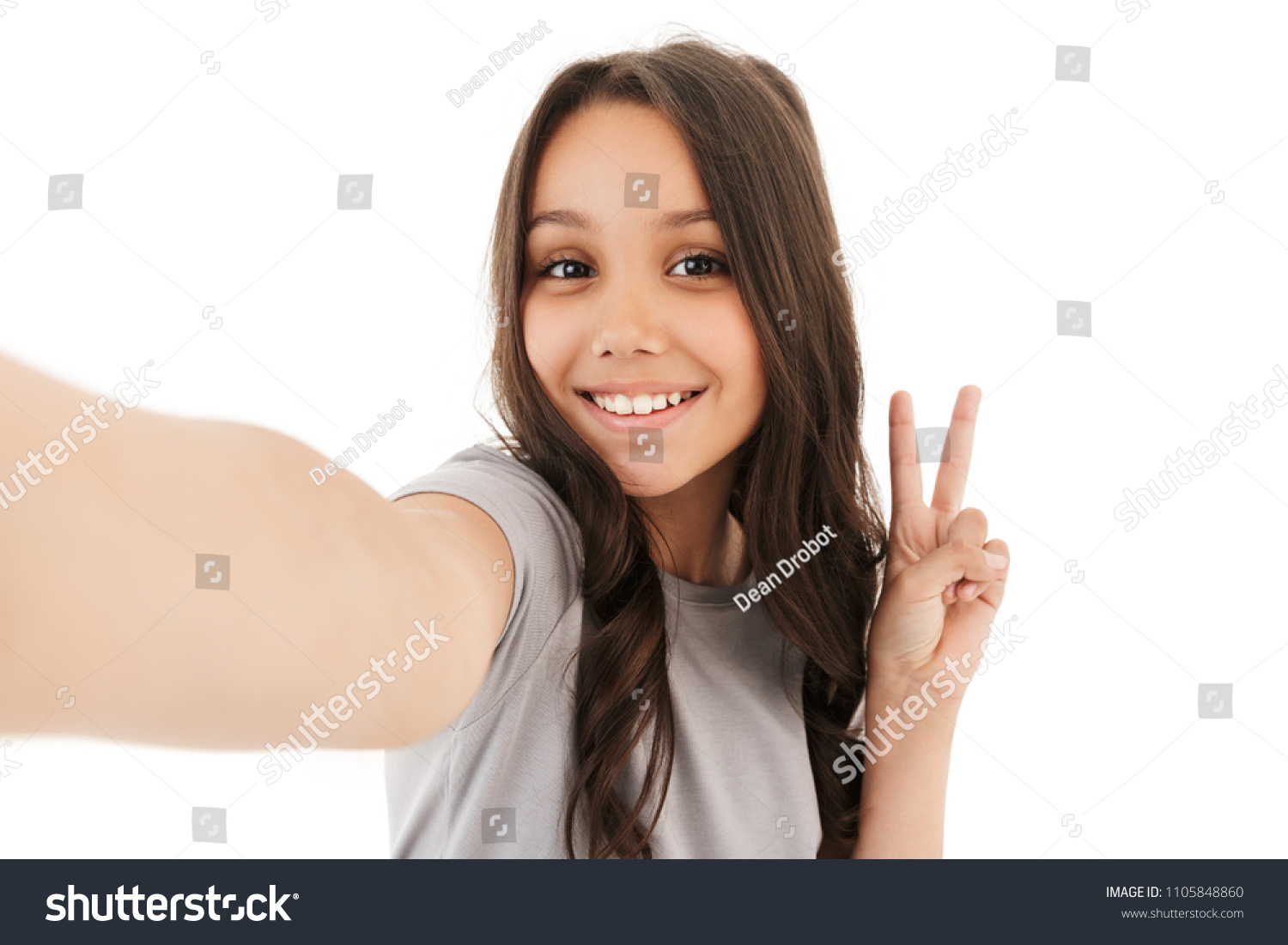  Image Pretty Cute Girl Standing Isolated Stock Photo 1105848860 ...