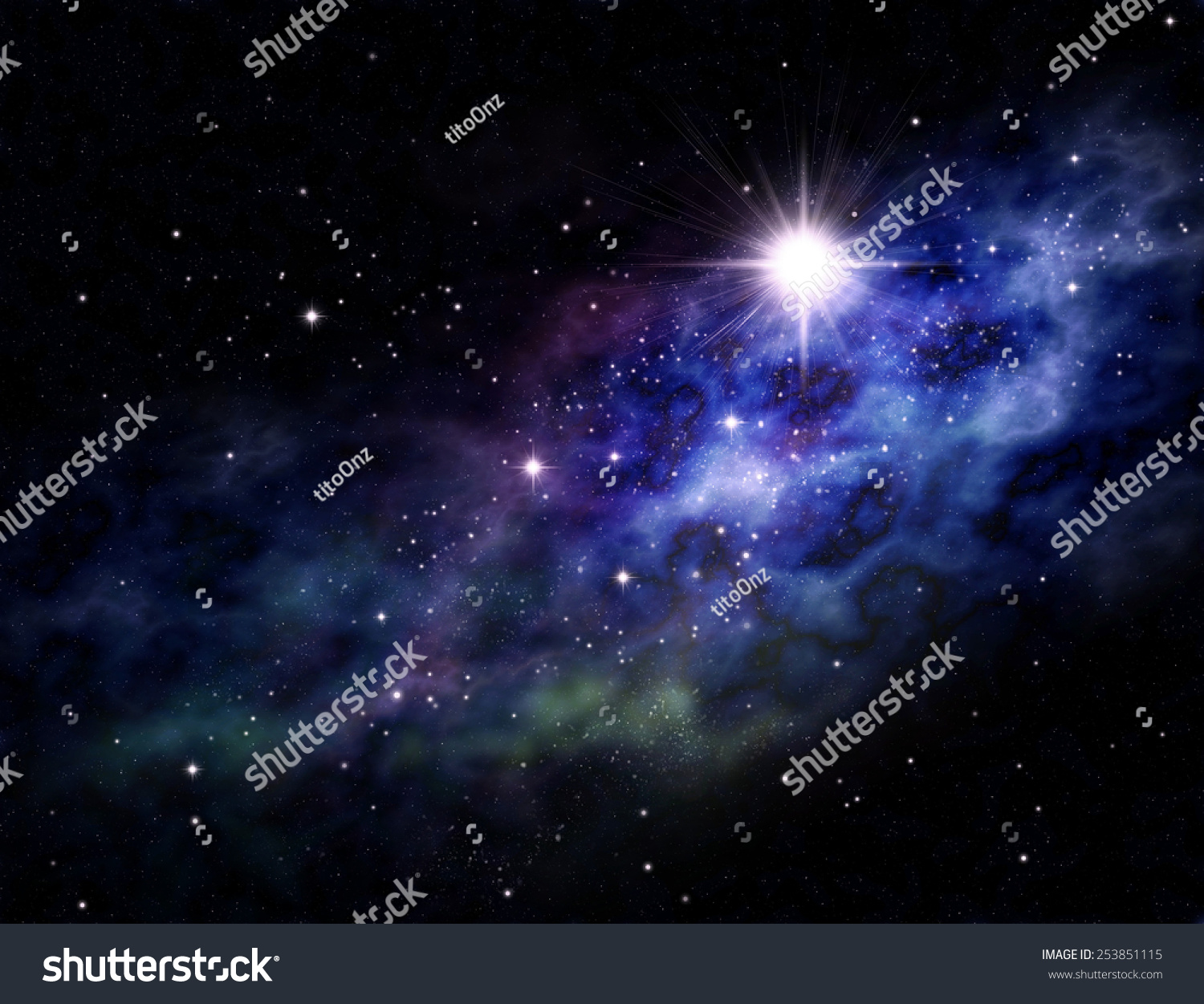 Imaginary background of deep space and star field