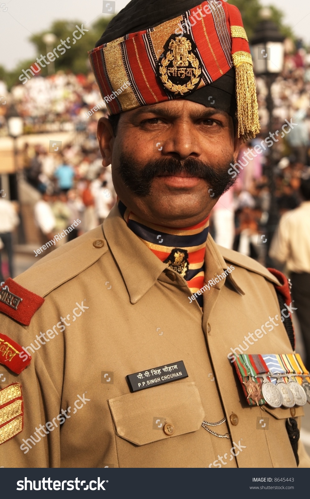 Imposing Indian Soldier With Bushy Mustache In Dress Uniform Wagah Boarder Post Between India And Pakistan Chauhan and answer by mr. https www shutterstock com de image photo imposing indian soldier bushy mustache dress 8645443