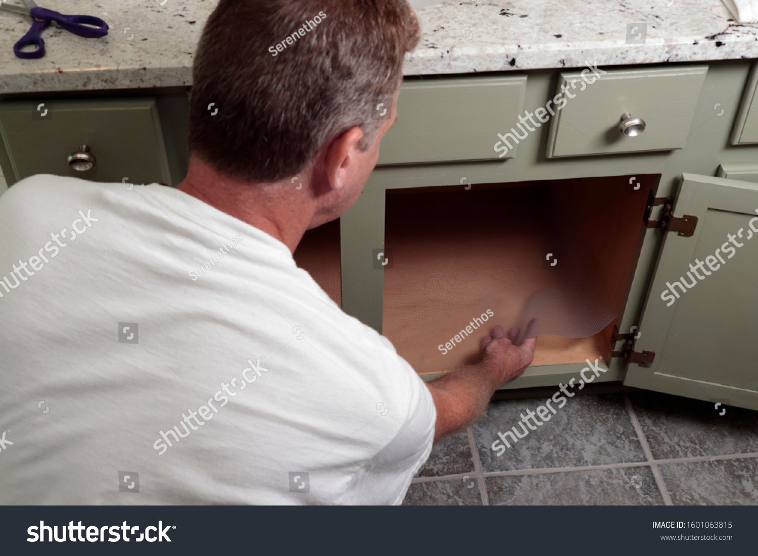 Home Bathroom Inside Green Painted Wood People Stock Image 1601063815