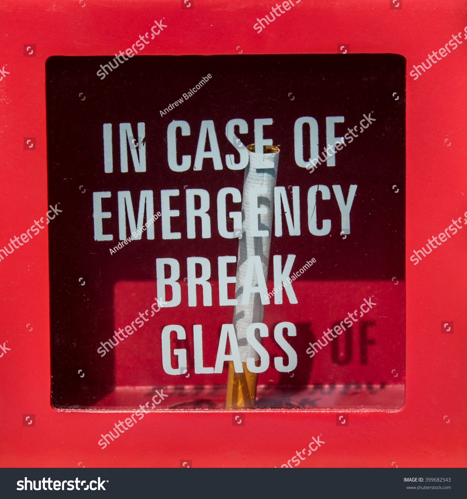 Case Emergency Break Glass Get Cigarette Stock Photo Edit Now 399682543