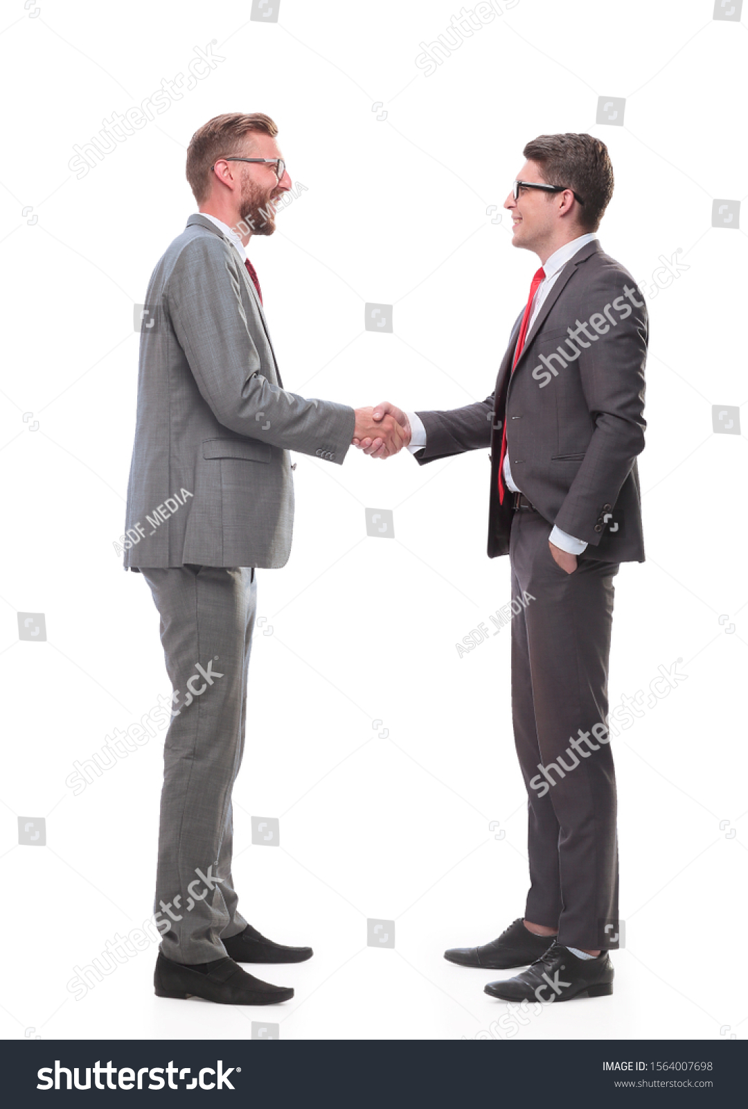 Full Growth Two Business Men Shaking Stock Photo (Edit Now) 1564007698