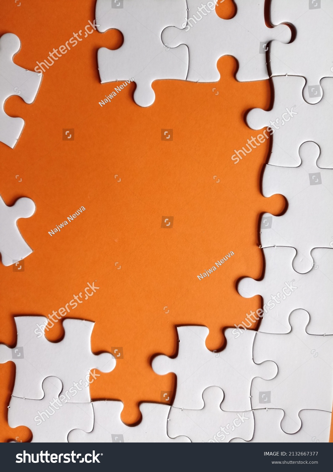 Disassemble White Jigsaw Puzzle Missing Stock Photo