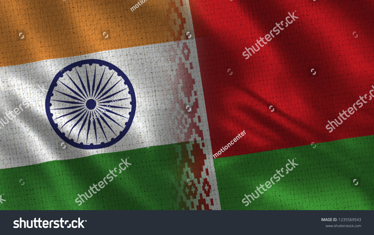 India Belarus 3d Illustration Two Flag Stock Illustration 1235569543