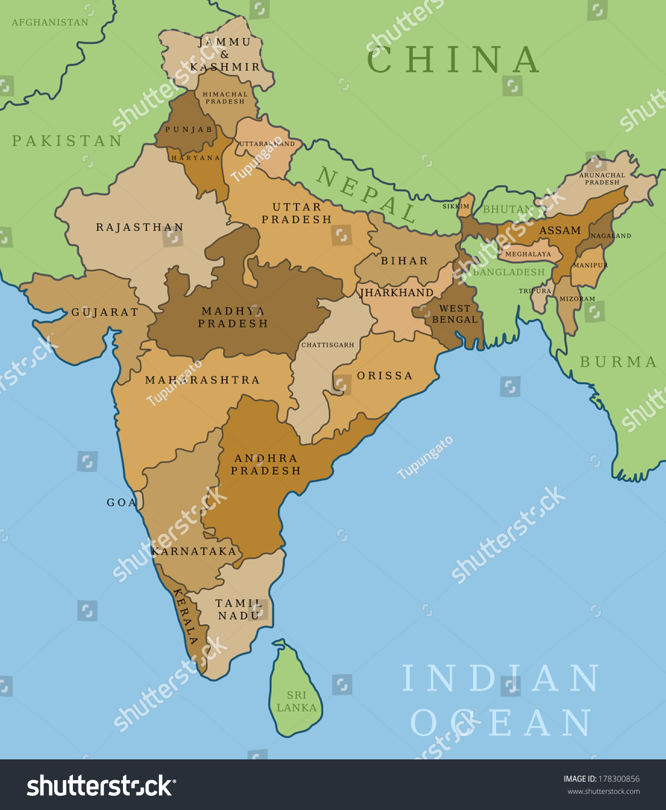 India Out Line Map With Names India Map Outline Illustration Country Map Stock Illustration 178300856 |  Shutterstock