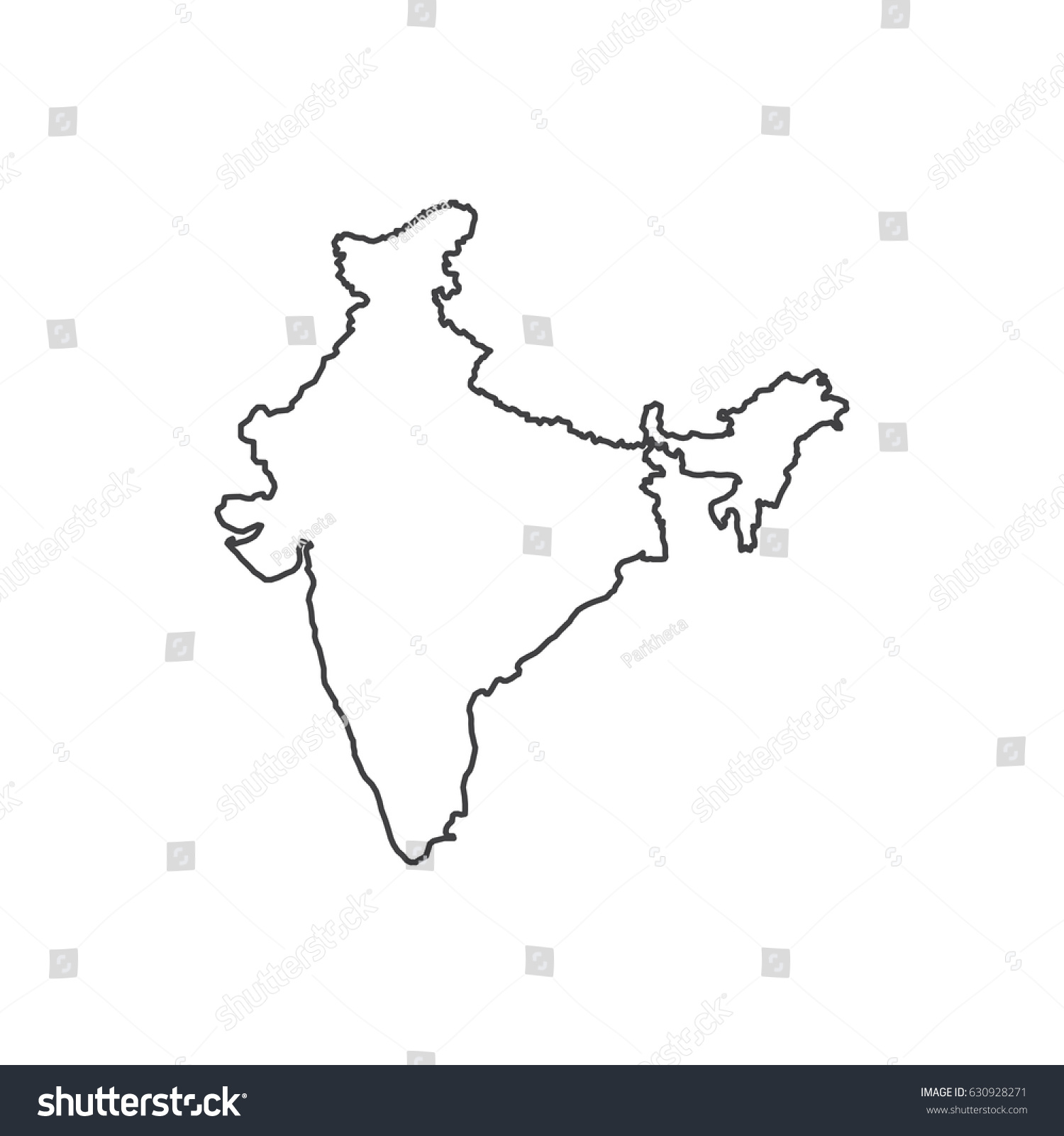 India Map Silhouette Illustration On White Stock Illustration 630928271