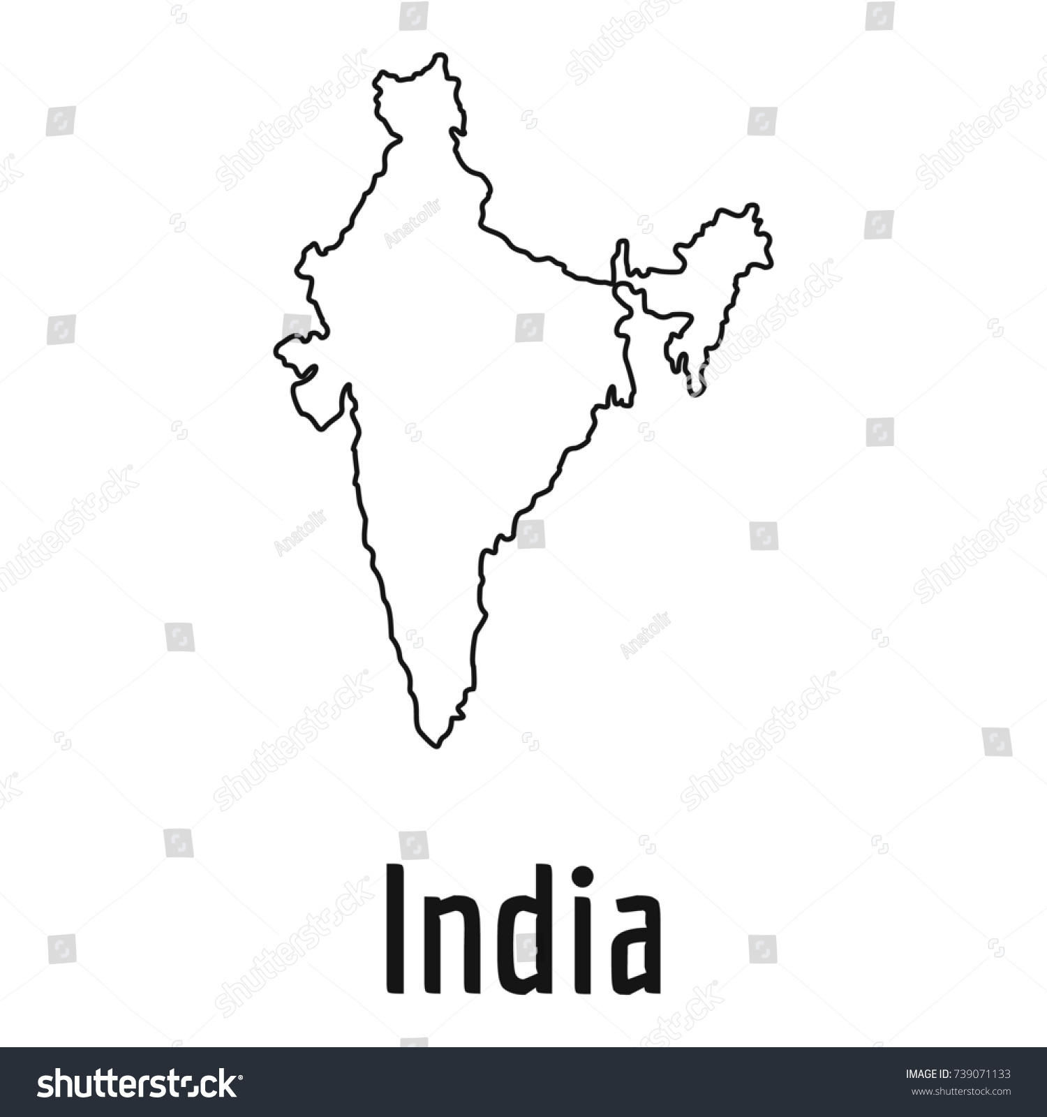 India Map Thin Line Simple Illustration Stock Illustration 739071133 ...