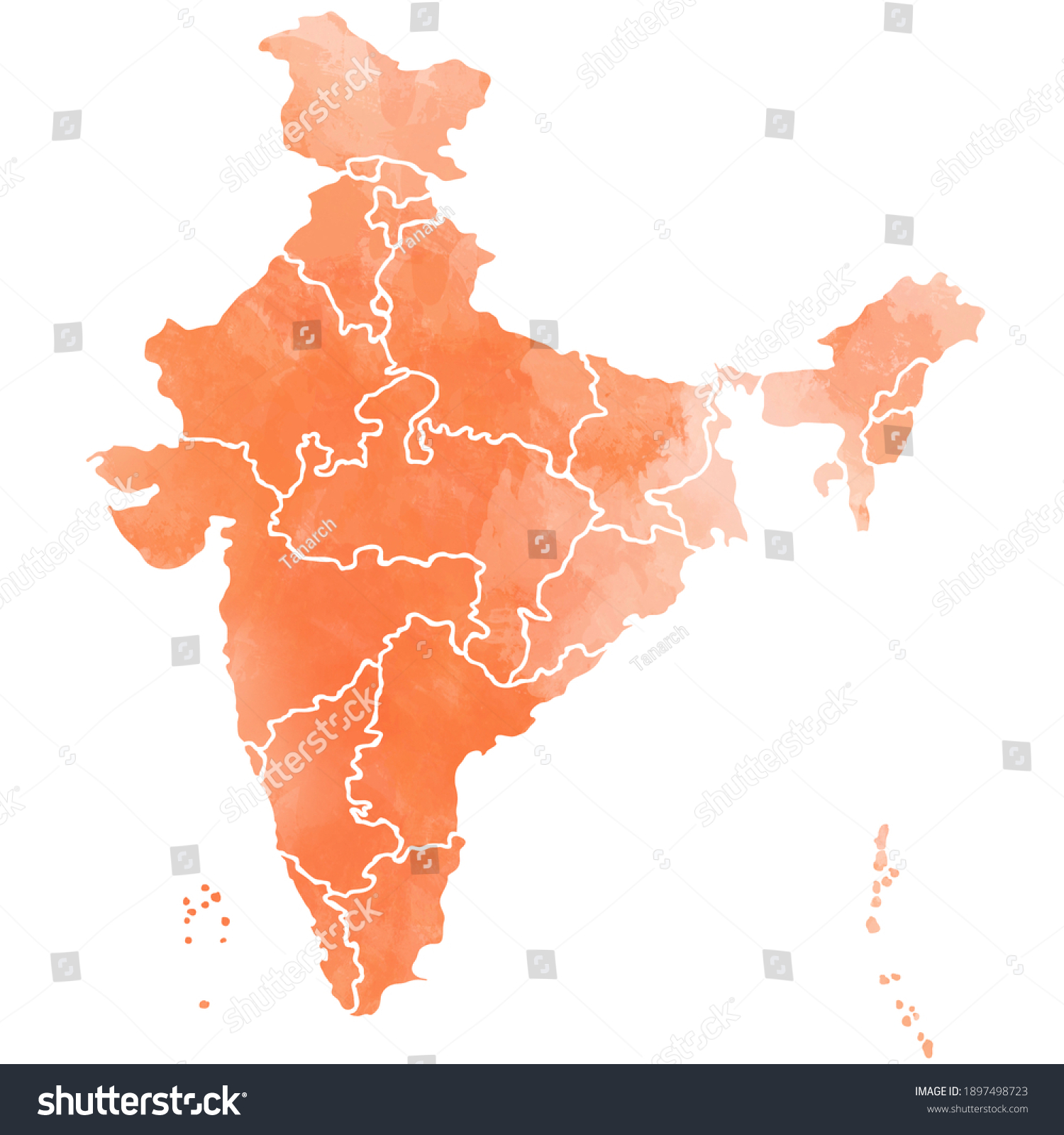 India Map Water Color Illustration Styles Stock Illustration 1897498723 ...