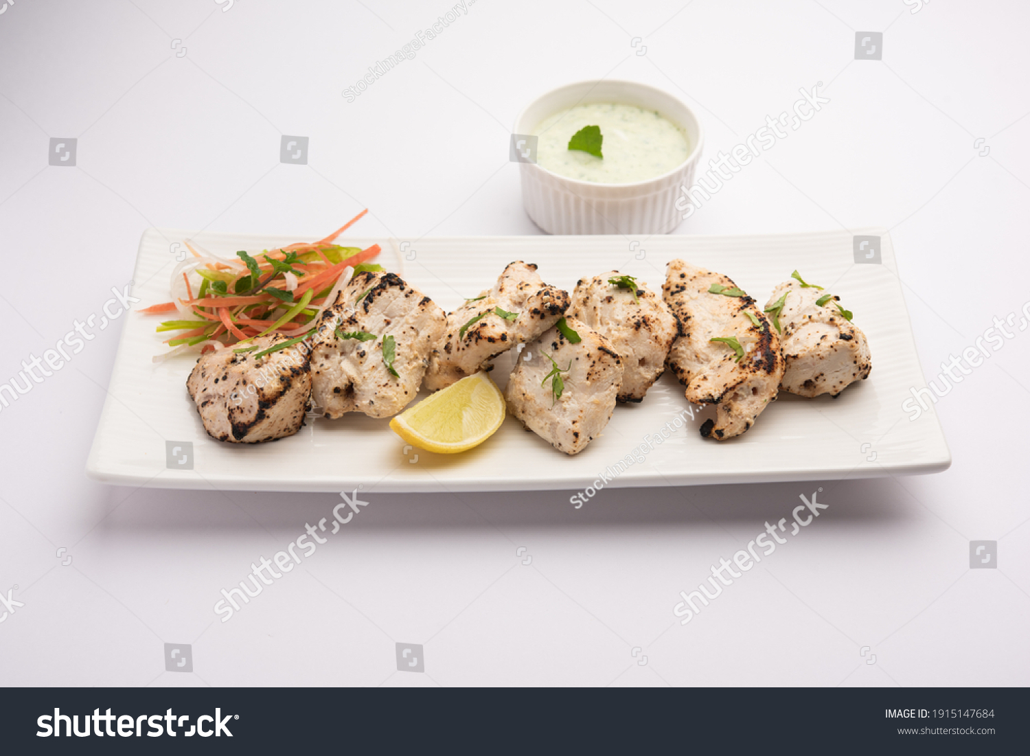 Indian Afghani Chicken Malai Tikka Grilled Stock Photo 1915147684 ...