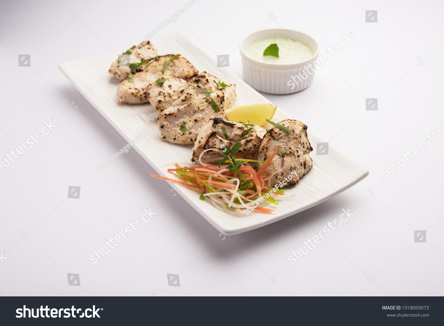 Indian Afghani Chicken Malai Tikka Grilled Stock Photo 1918069073 ...