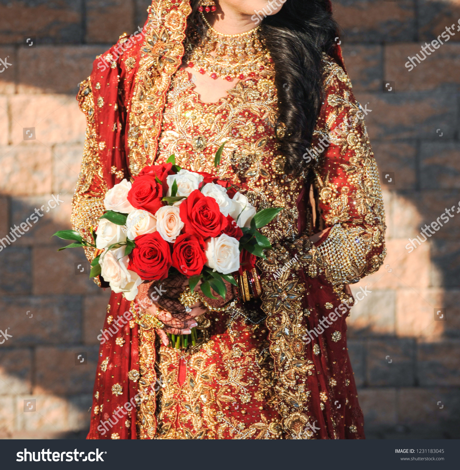 red sharara for bride