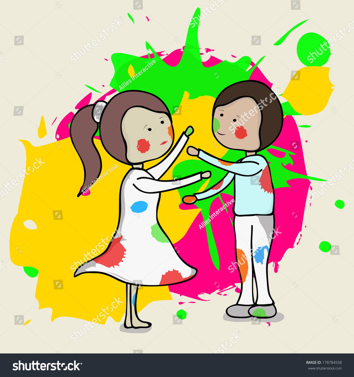 Indian Festival Happy Holi Celebrations Concept Stock Illustration