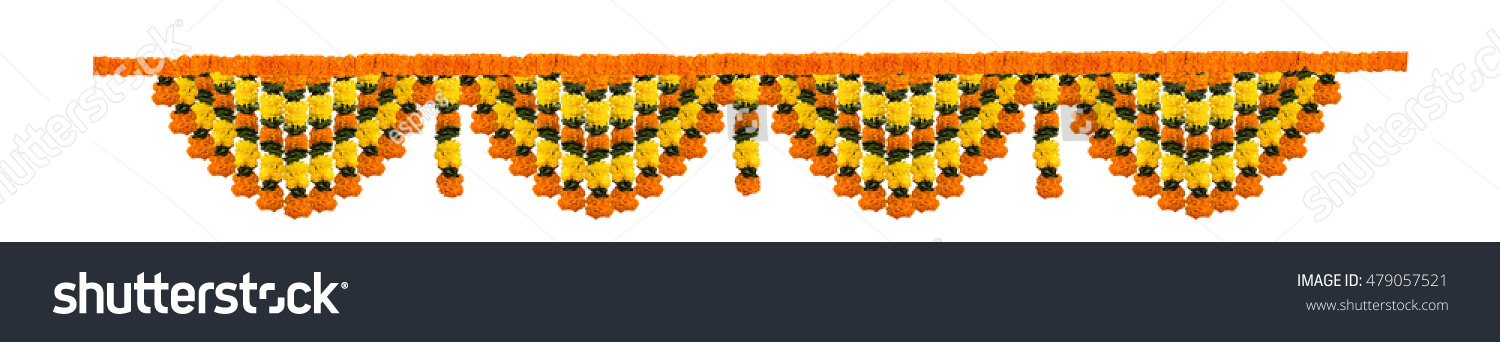 Indian Festive Decoration Photograph Garland Orange Stock Photo