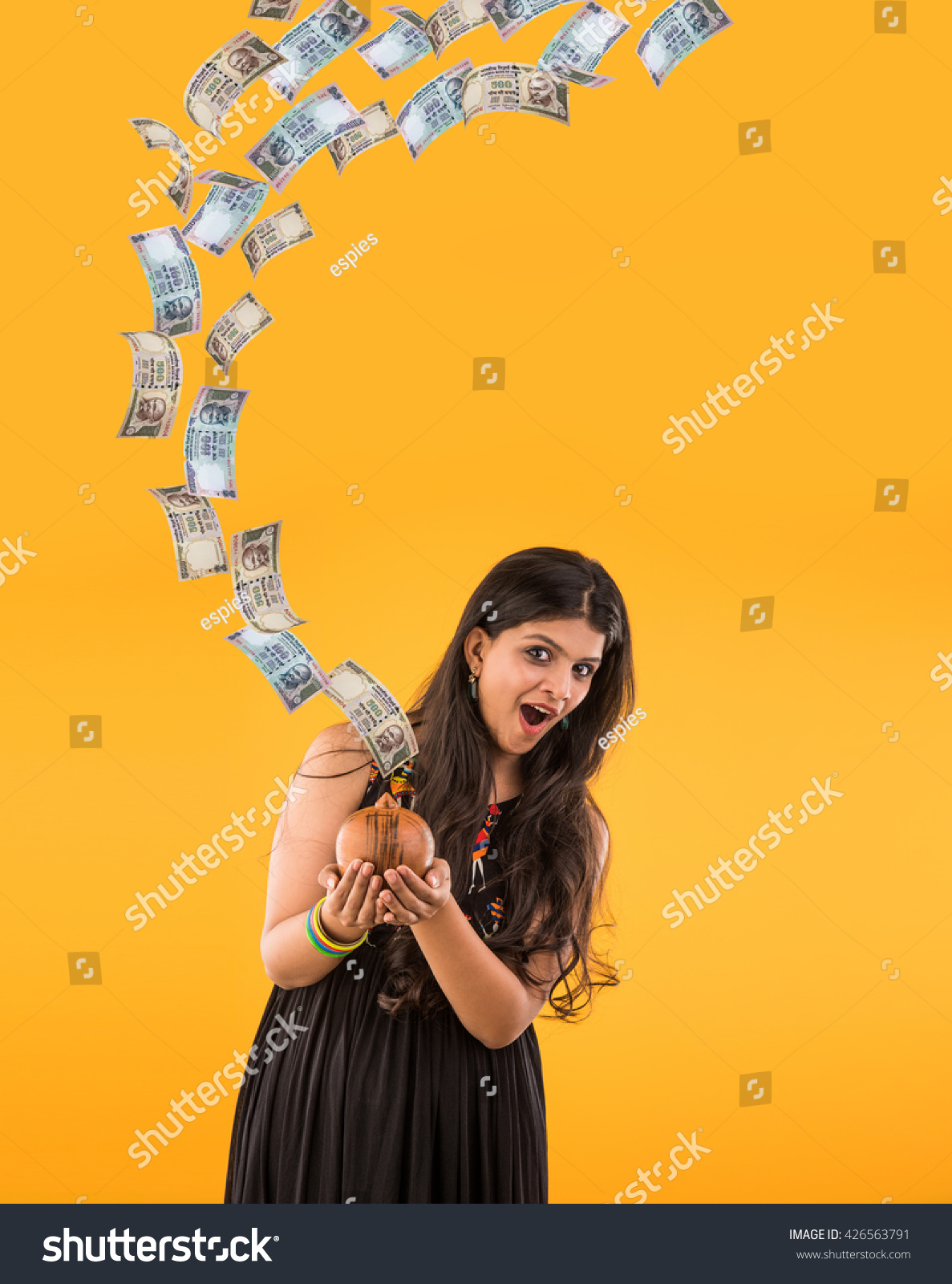 Indian Girl Excited See Currency Notes Stock Photo 426563791 - Shutterstock