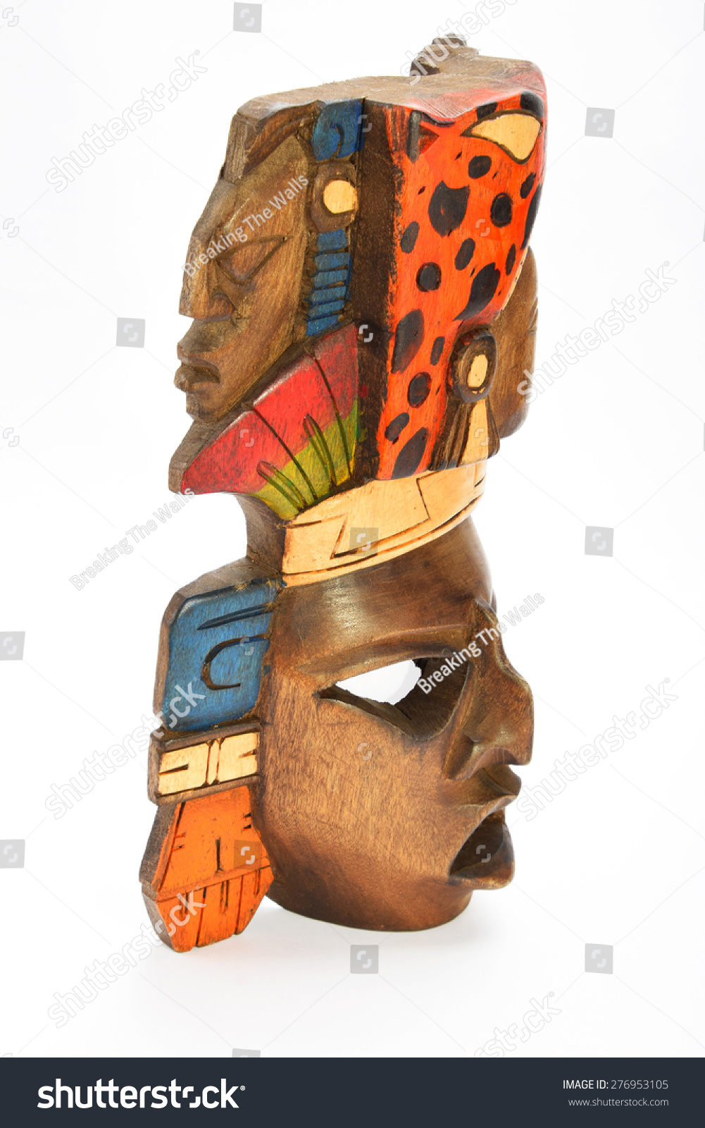 Download Indian Mayan Aztec Wooden Painted Mask Stock Photo Edit Now 276953105 PSD Mockup Templates