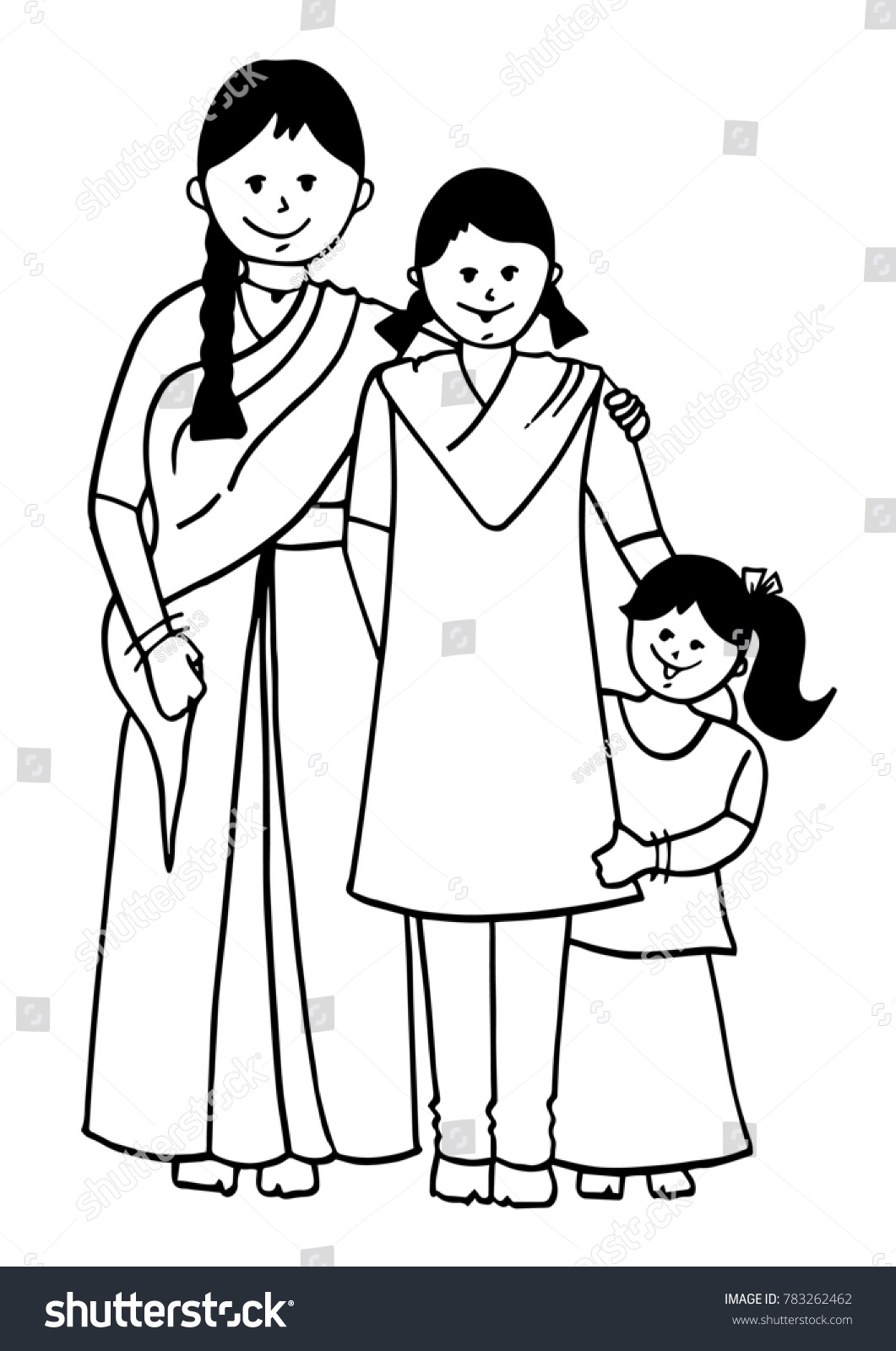 Indian Mother Daughters Stock Illustration 783262462 4237