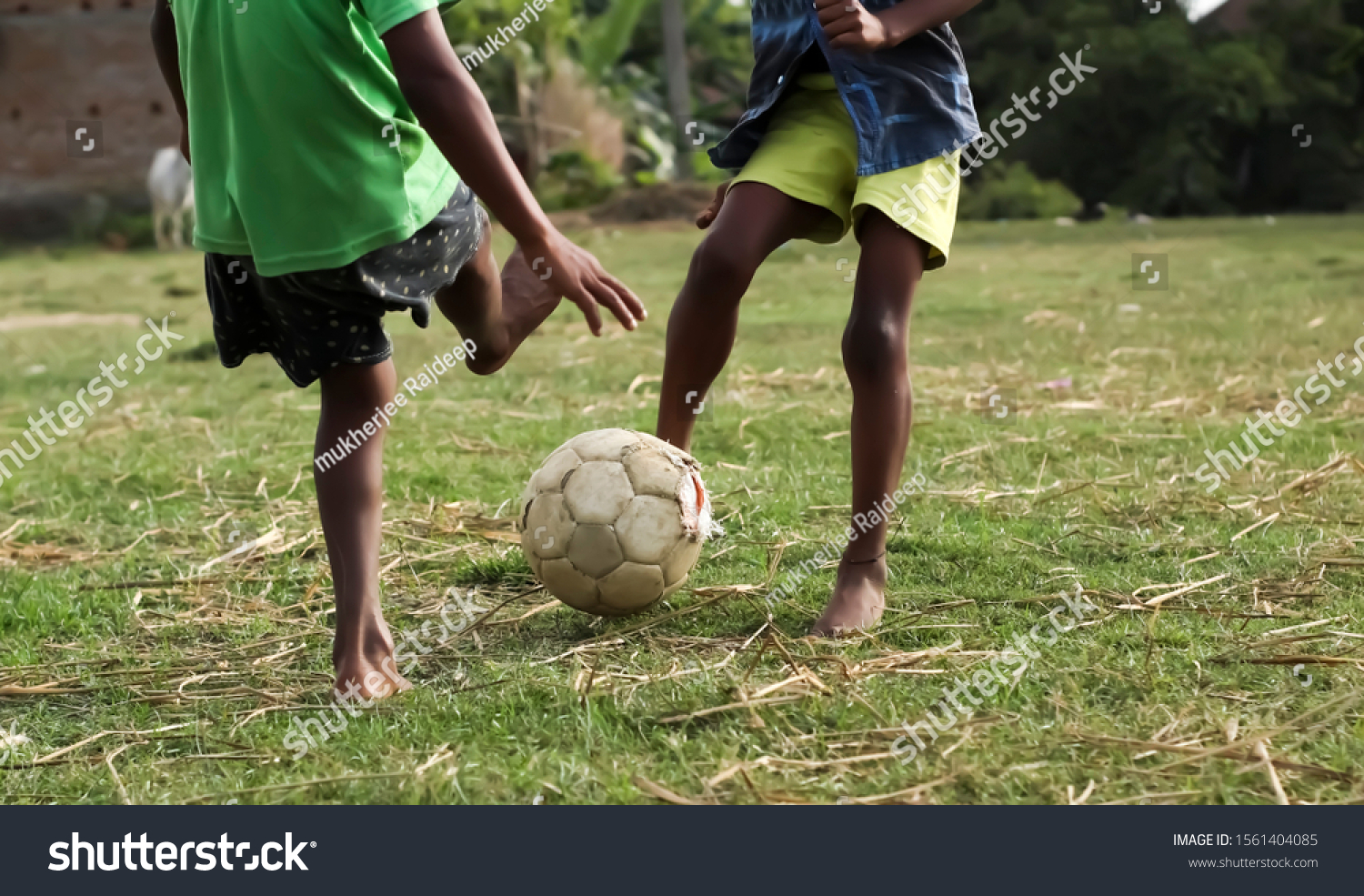 Indian Asian Poverty Kids Charging Football Stock Photo (Edit Now ...