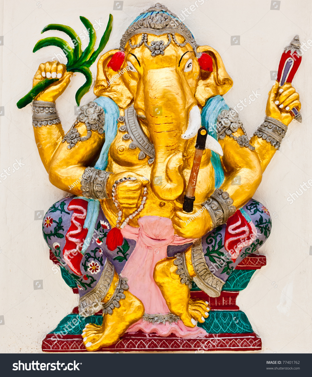 Indian Or Hindu God Ganesha Avatar Image In Stucco Low Relief Technique ...