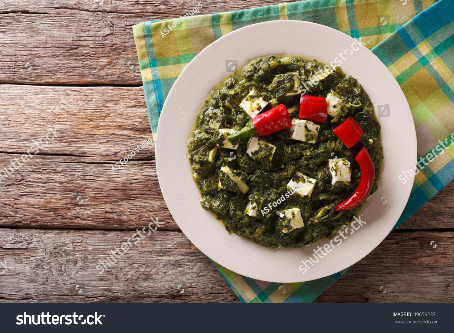 Indian Palak Paneer Spicy Spinach Cheese Stock Photo 496592371