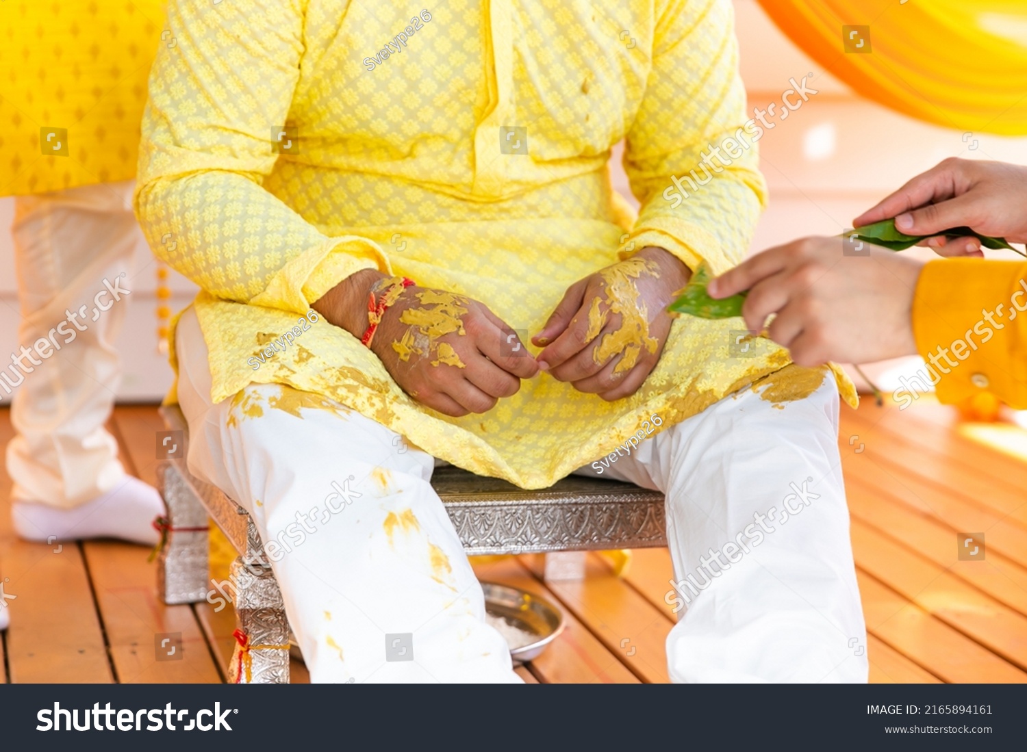 Indian Pre Wedding Haldi Ceremony Close Stock Photo 2165894161 ...