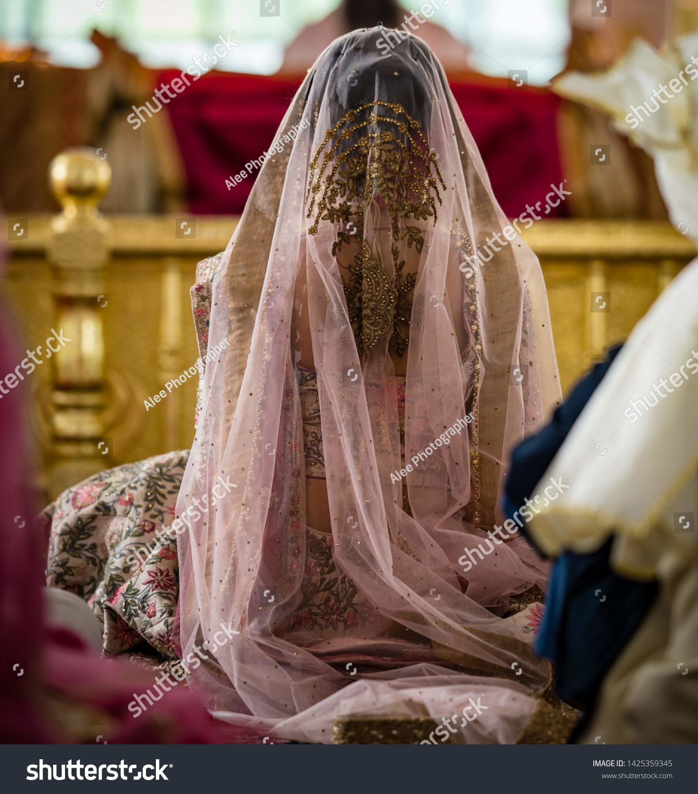 Indian Punjabi Bridal Wearing Ghoonghat Veils Stock Image
