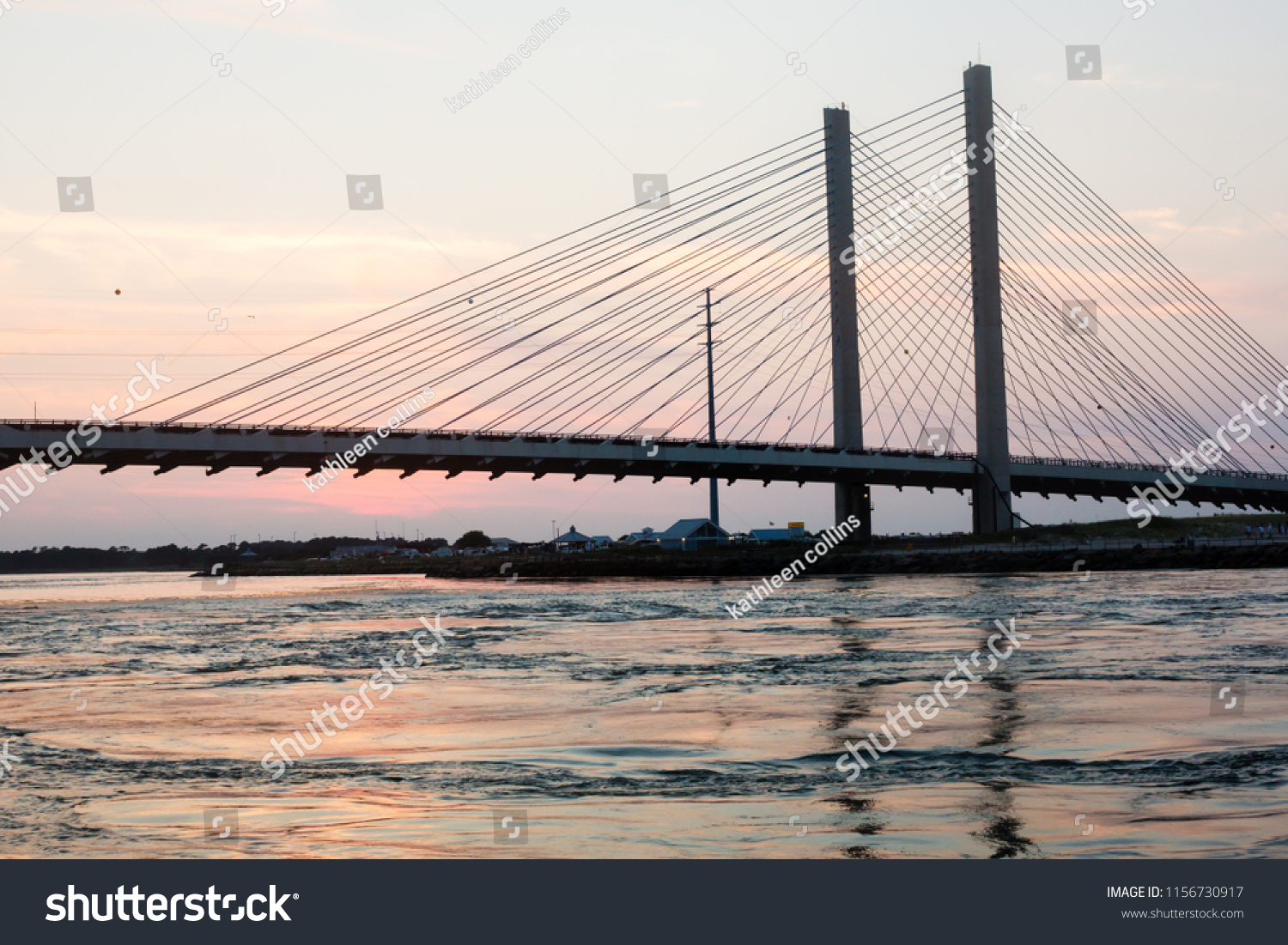 Indian River Inlet Bridge At Sunset Stock Photo   Image Of Crossing