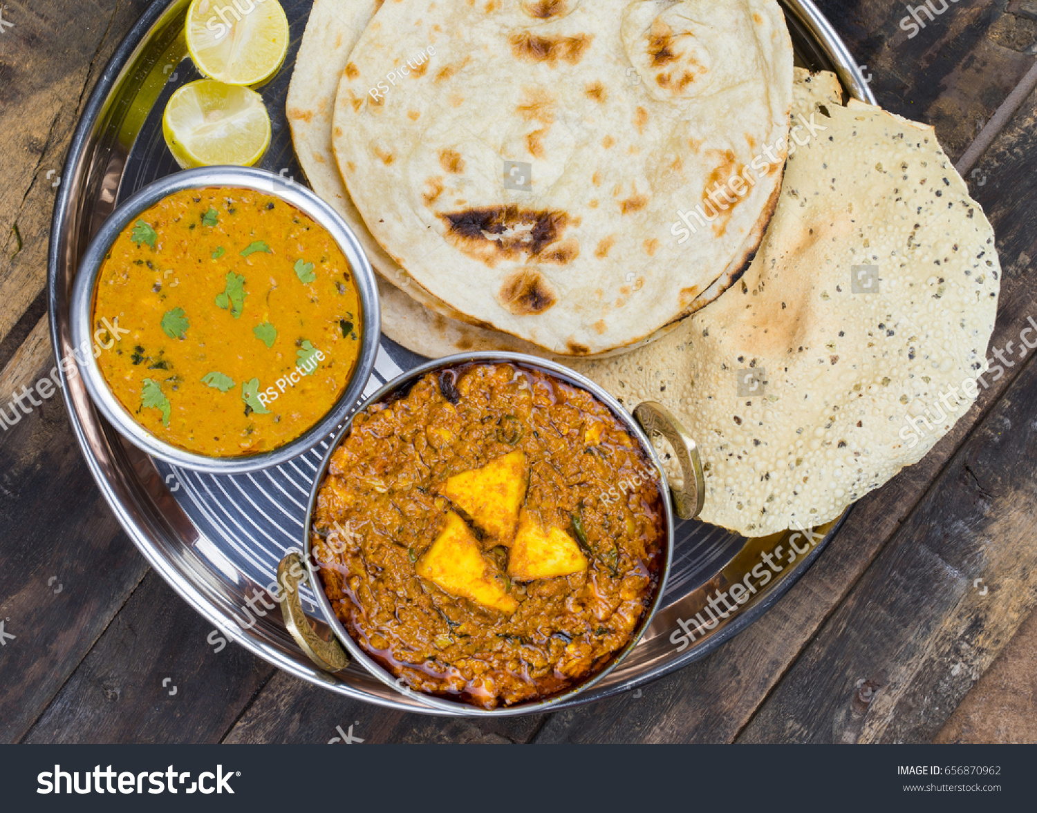 Indian Traditional Thali Food Kadai Paneer Stock Photo 656870962 ...