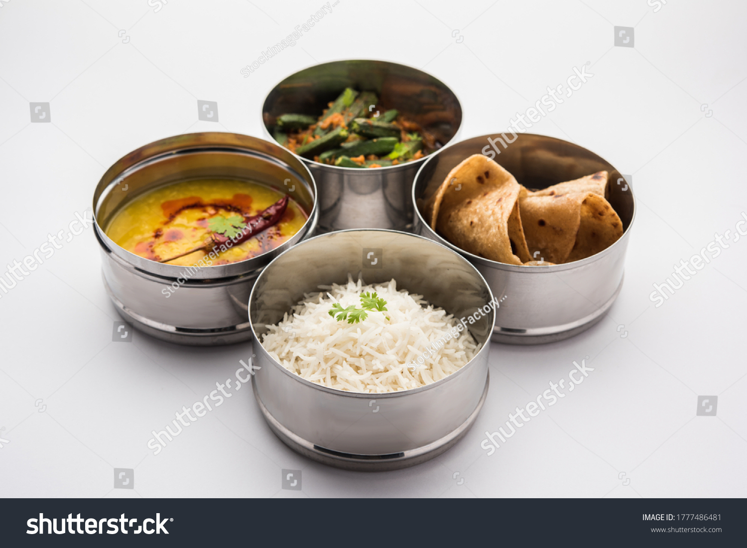 Indian Vegetarian Lunch Box Tiffin Made Stock Photo 1777486481