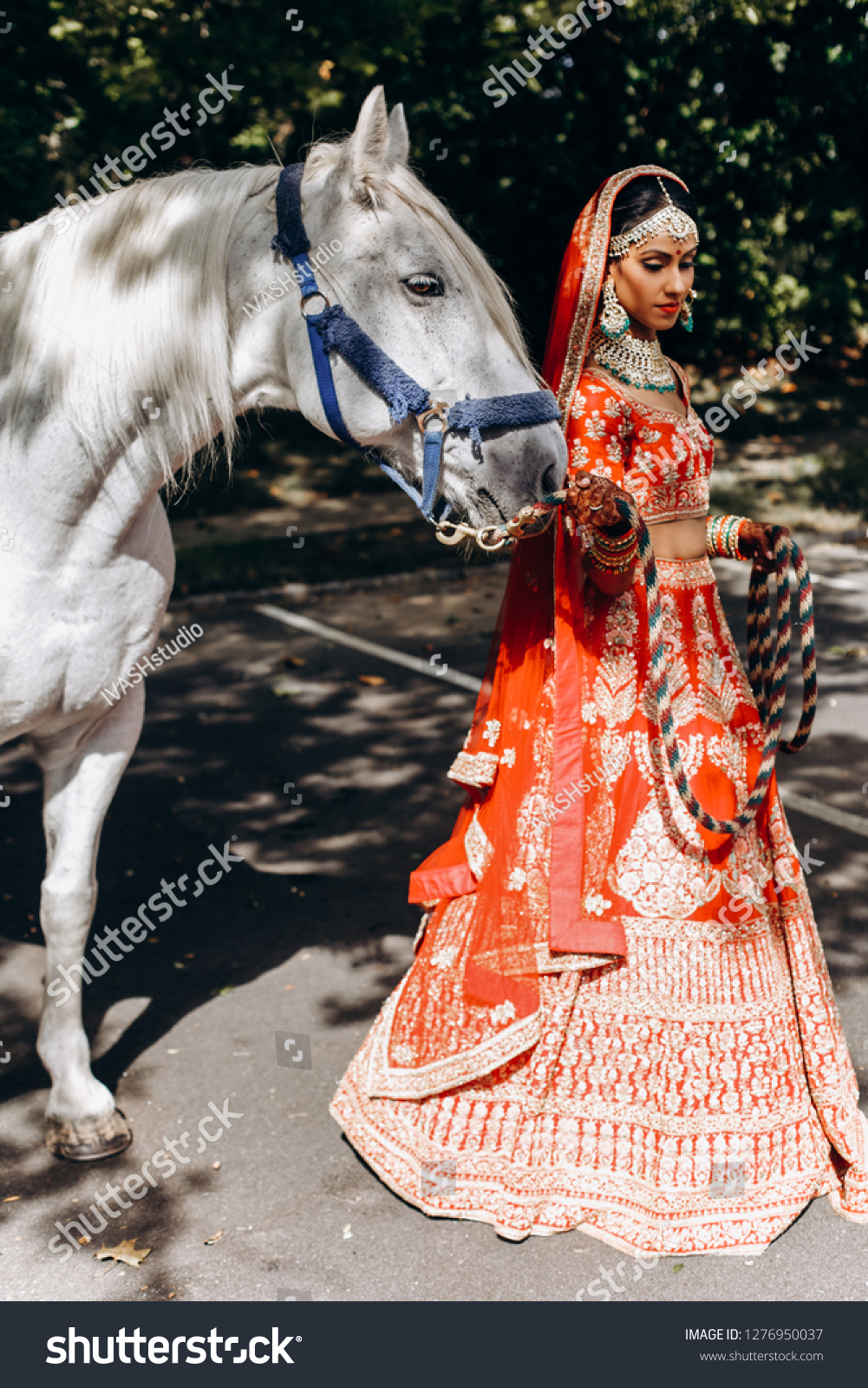 Indian Wedding Attractive Hindu Bride Traditional Stock Photo