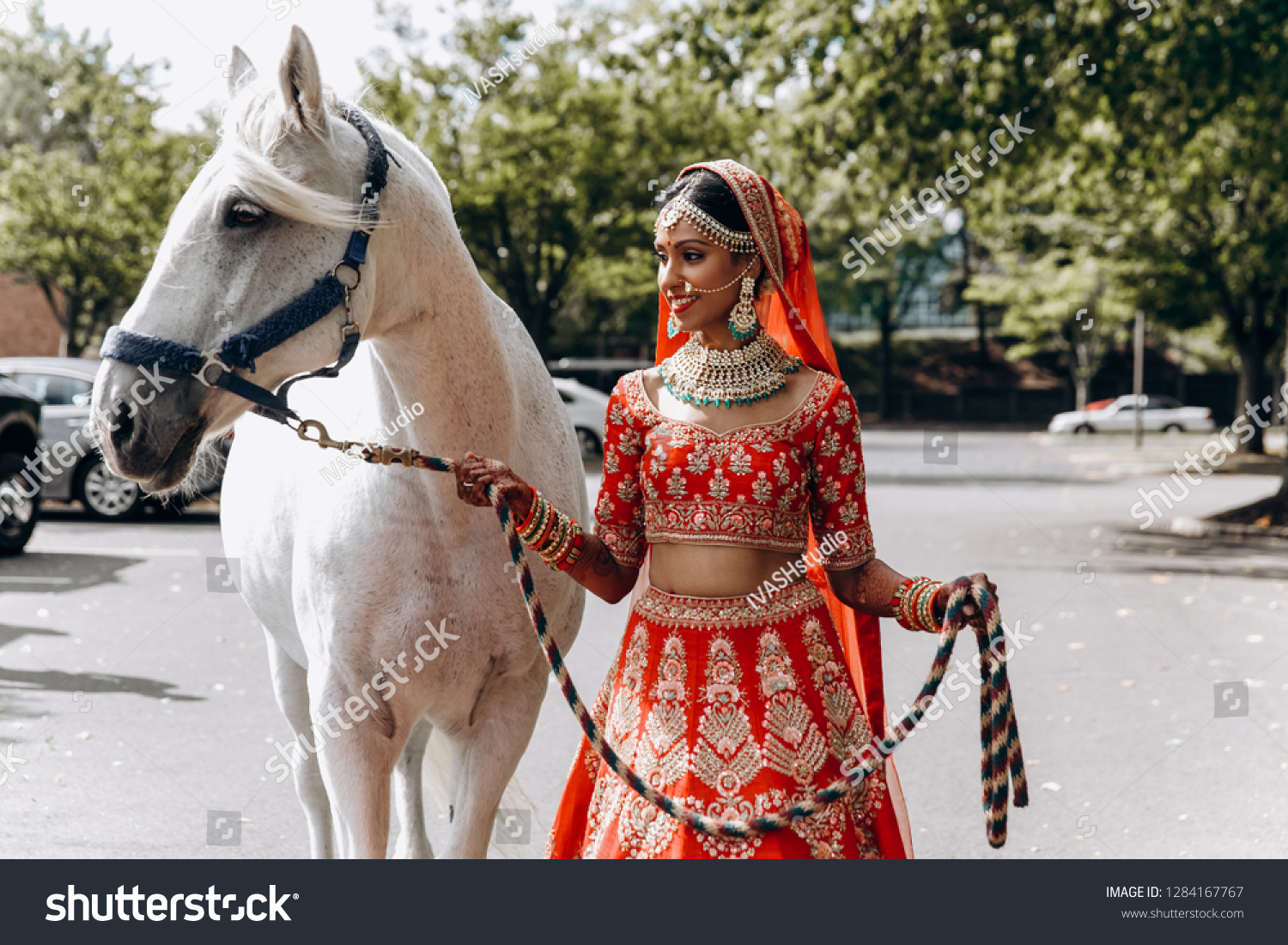 Indian Wedding Attractive Hindu Bride Traditional Stock Photo