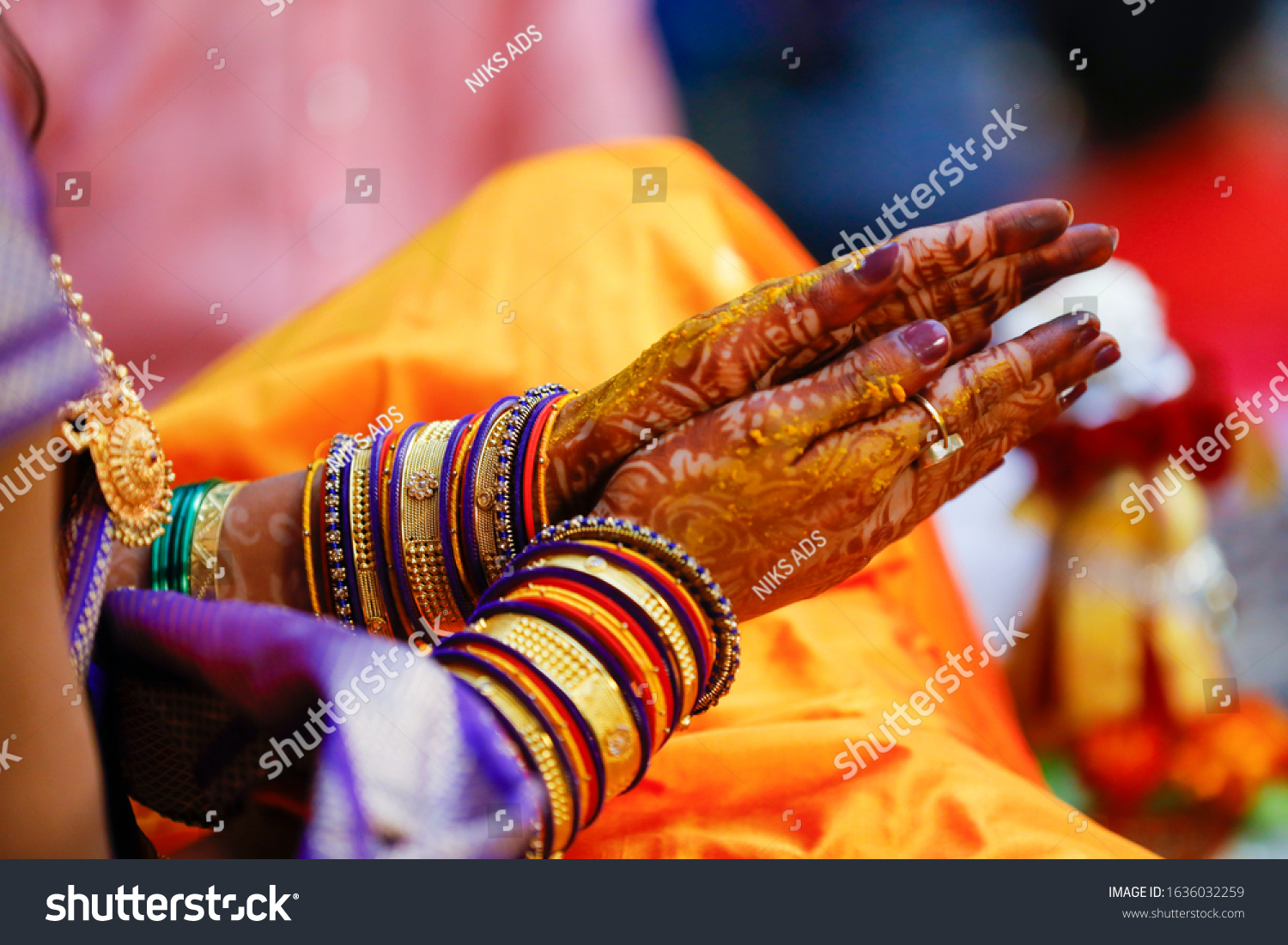 Indian Wedding Ceremony Bridal Hand Haldi Stock Photo (Edit Now) 1636032259