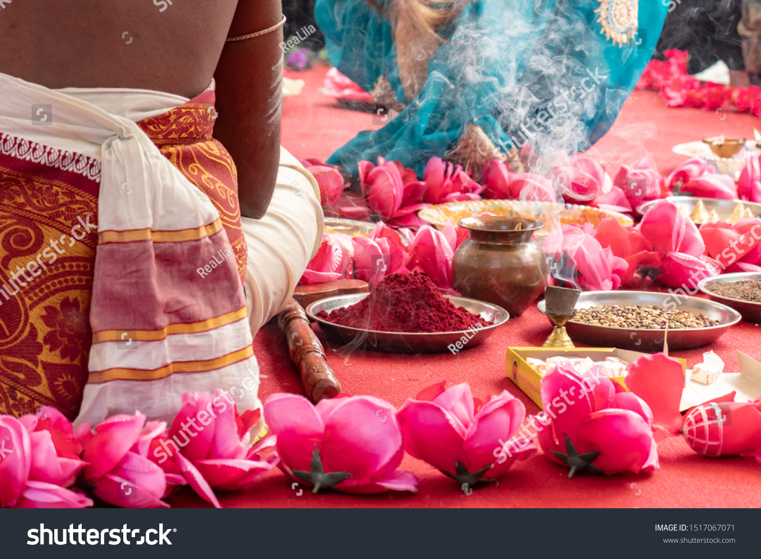 Indian Wedding Ceremony Decorations Traditional Ethnic Stock Photo