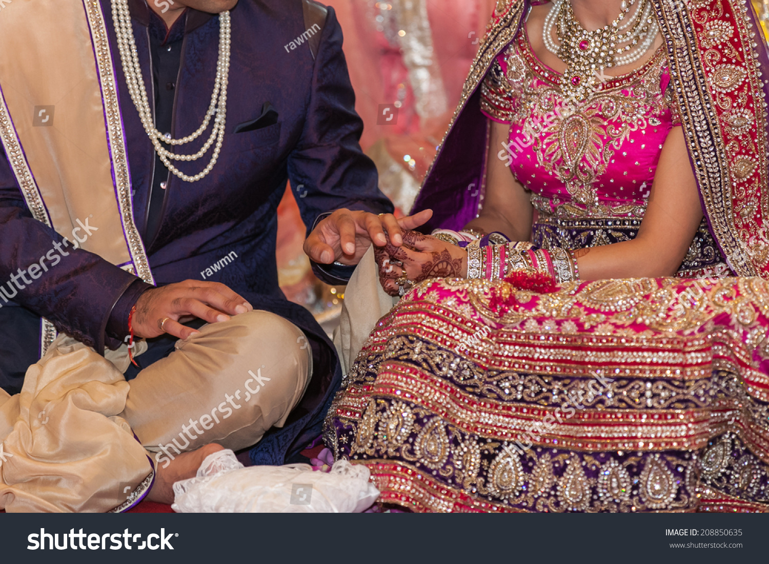 Indian Wedding Ceremony, Rings Exchange Stock Photo 208850635 ...