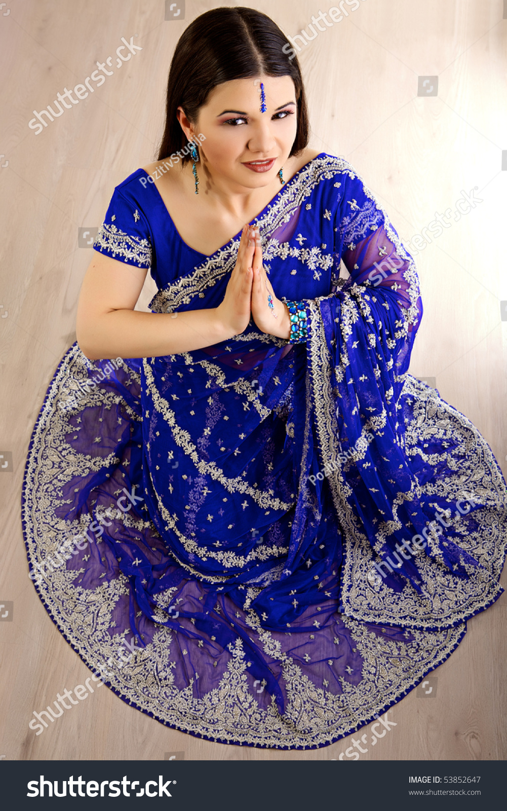 Indian Woman Beautiful Blue Sari Stock Photo 53852647 Shutterstock