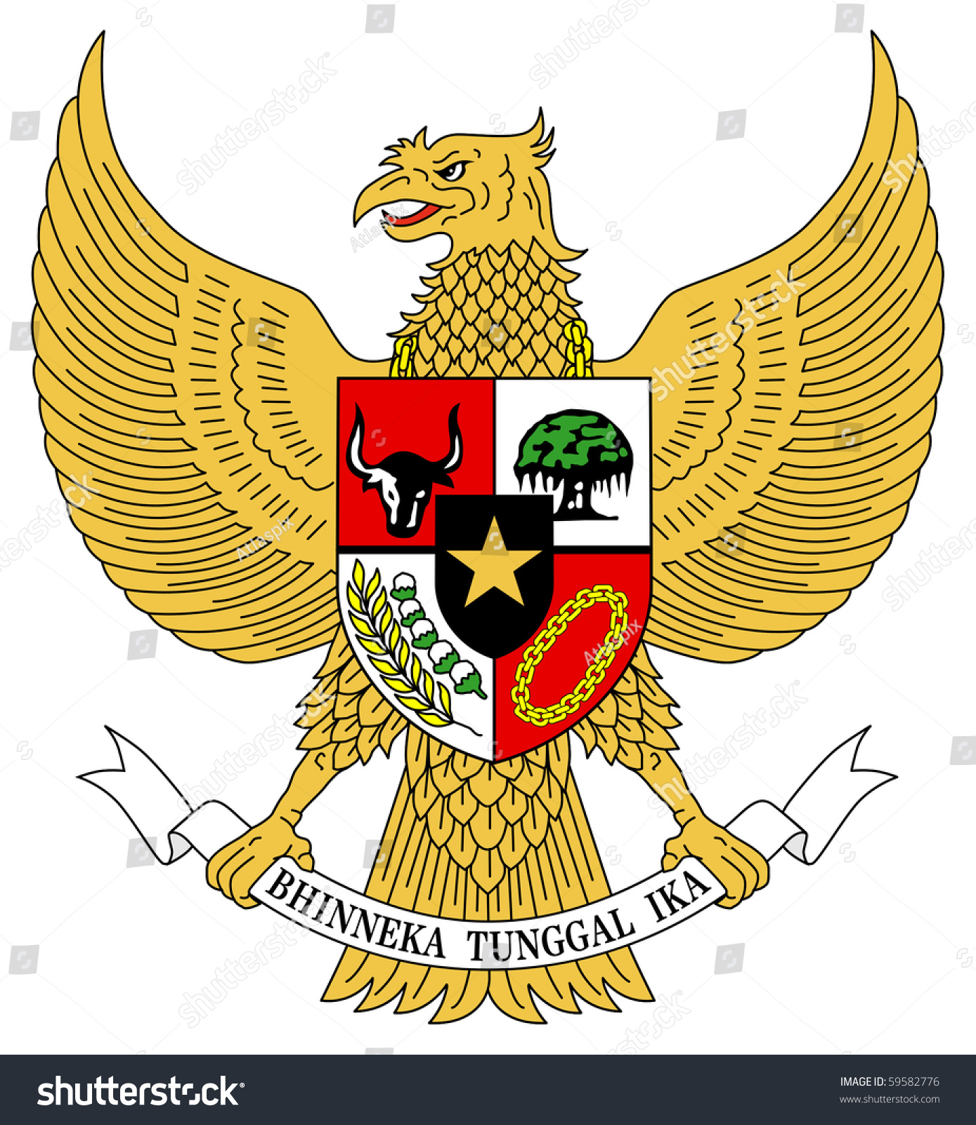 Indonesia Coat Arms Seal National Emblem Stock Illustration 59582776 ...