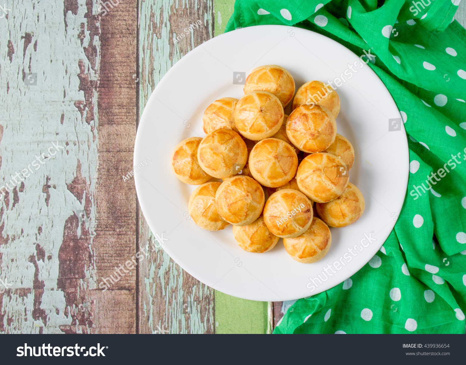 Indonesian Pineapple Tart Cookies Nastar Served Stock 