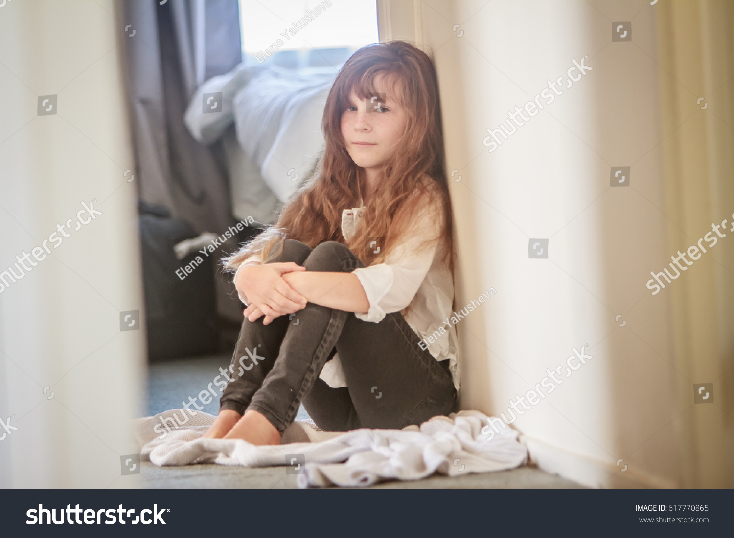 Indoor Portrait Young Preteen Girl Home Stock Photo (Edit Now ...