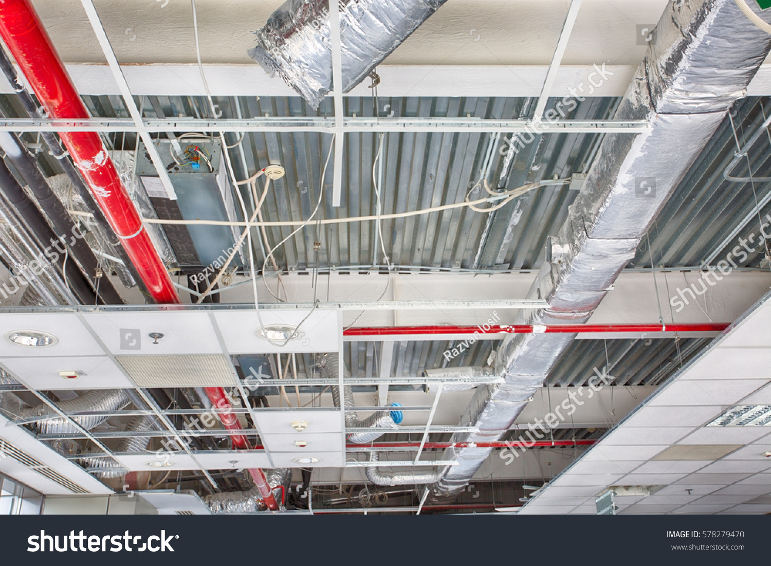 Industrial Building False Ceiling Under Construction Royalty