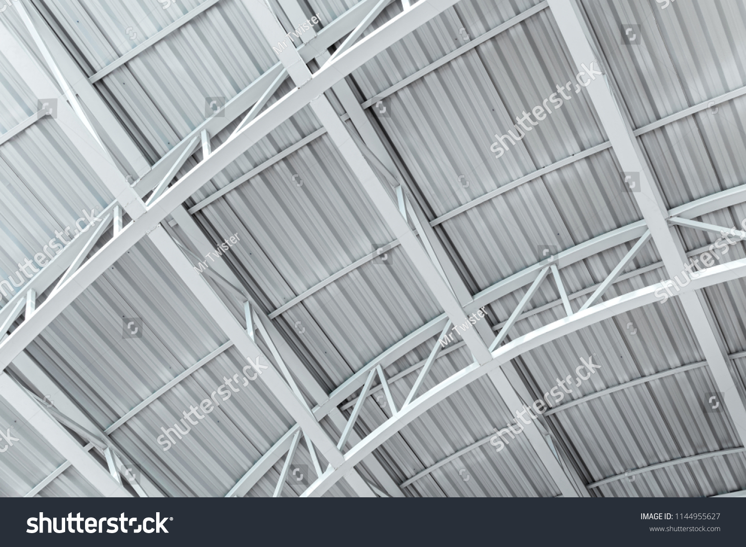 Industrial Corrugated Metal Ceiling Structure Metal Stock Photo