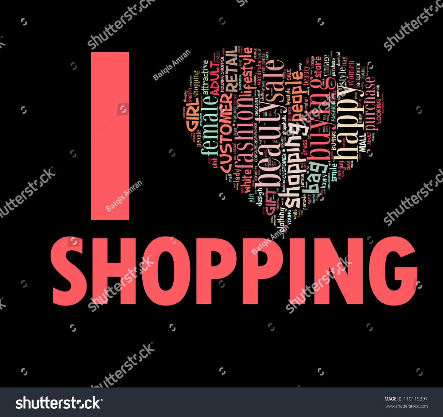 Info-Text Graphics Shopping Composed In I Love Shopping Shape Concept ...