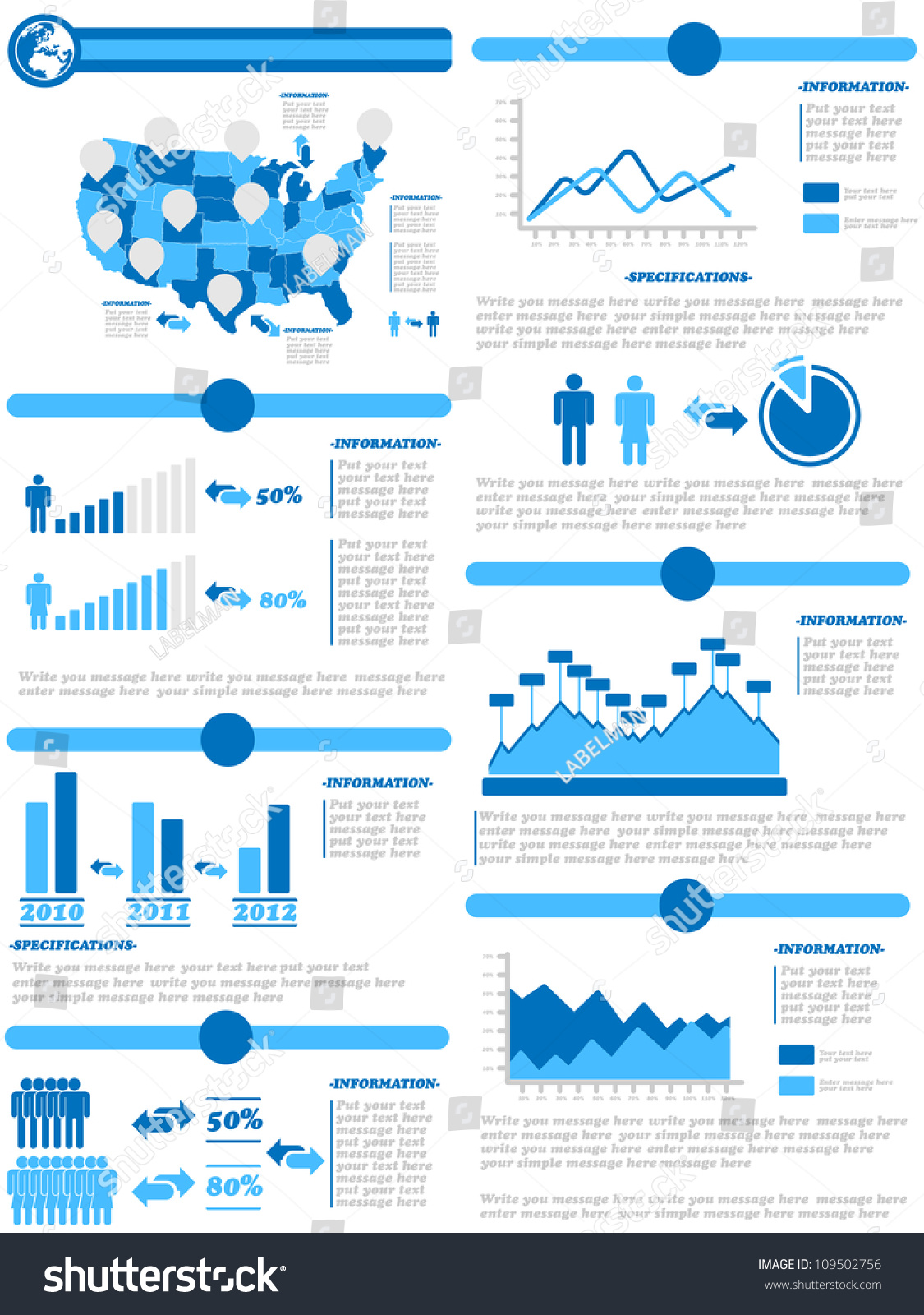 Infographic Demographics Of States Of America Blue Stock Photo ...