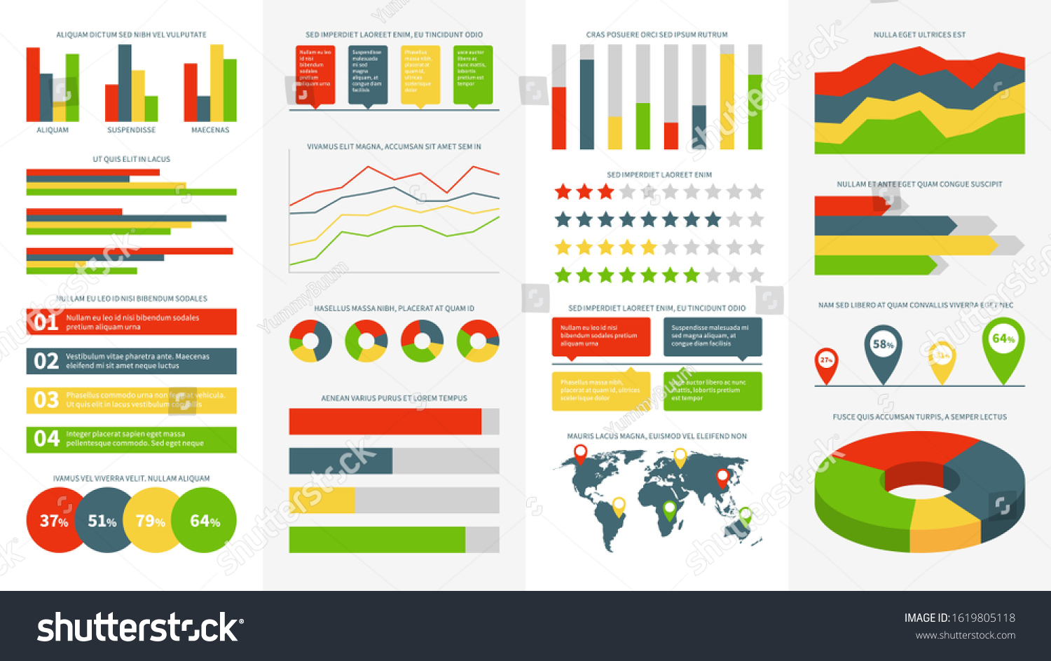 Infographics Elements Info Charts Diagrams Graphs 库存插图 1619805118 ...