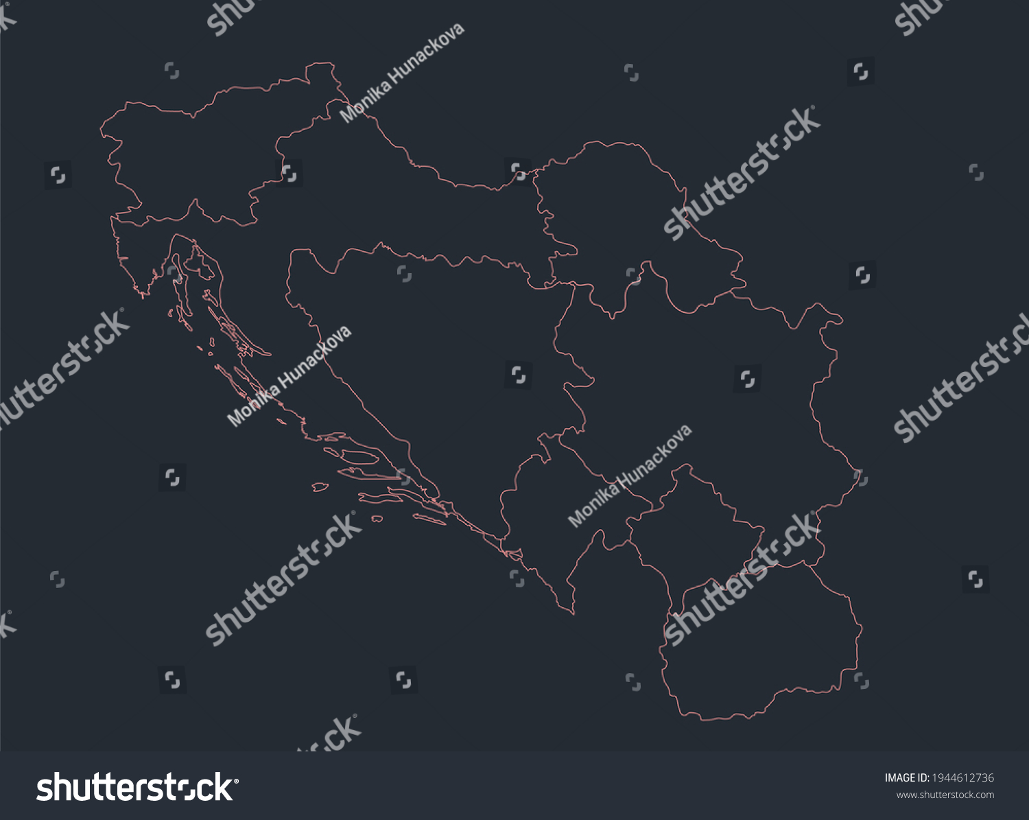 Infographics Yugoslavia Map Outline Flat Design Stock Illustration   Stock Photo Infographics Yugoslavia Map Outline Flat Design Color Blue Orange Blank Raster 1944612736 